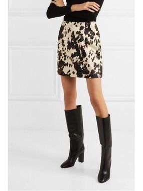 Alexa Chung Furry Cow Print Mini Skirt